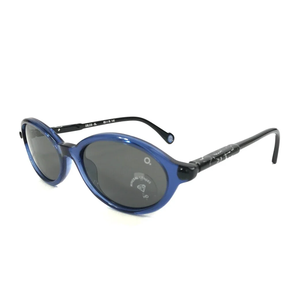 Etnia Barcelona Sunglasses DELOS BL Shiny Blue Oval Frames with Dark Gray Lenses